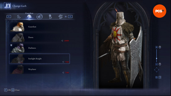 Elden Ring Nightreign skins: Guardian's Sunlight Knight skin